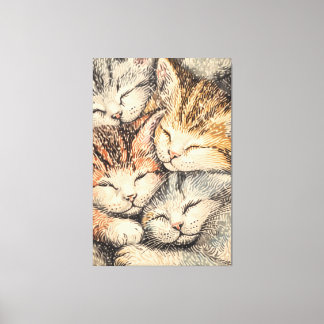 Slapen Kittens - Pointillism Art Canvas Afdruk