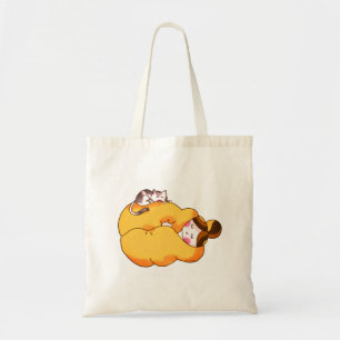Slapen Meisje met Cosy Cat Tote Bag