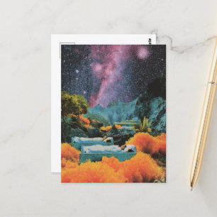 Slapen Mensen Bedden In Zee Surrealistische Gemeng Briefkaart