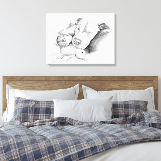 Slapen Pitbull Schets Canvas Afdruk (Insitu (Slaapkamer))