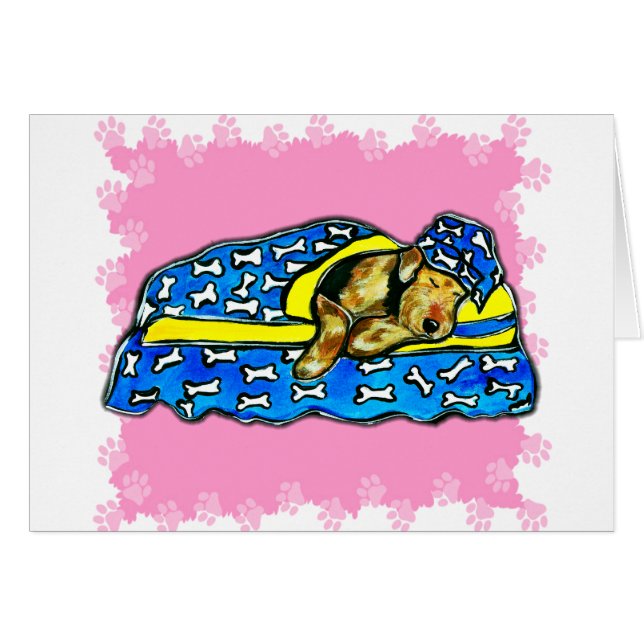 Slapen roze airedale (Voorkant Horizontaal)