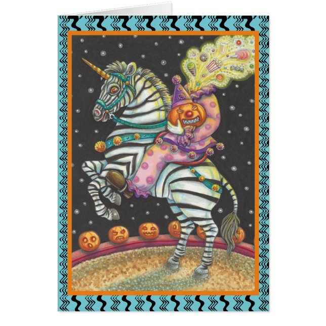 SLAPEND HOLLOW CIRCUS CLOWN, ZEBRA KAART Blank (Voorkant)
