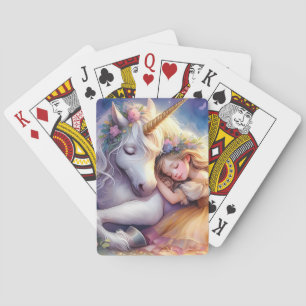 Slapend Meisje Eenhoring Droomlandschap Pokerkaarten