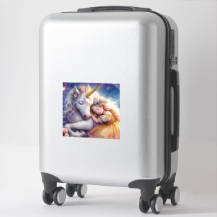 Slapend Meisje Eenhoring Droomlandschap Sticker