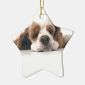 Slapend Rood/Wit Cocker Spaniel Keramisch Ornament (Links)