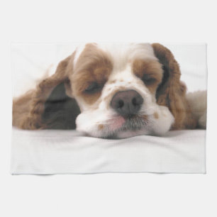 Slapend Rood/Wit Cocker Spaniel Theedoek