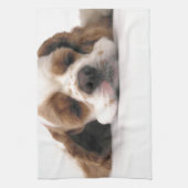 Slapend Rood/Wit Cocker Spaniel Theedoek (Verticaal)