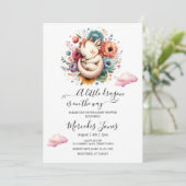 Slapende Baby Dragon met regenboog bloemen kunst Kaart (Staand voorkant)