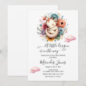 Slapende Baby Dragon met regenboog bloemen kunst Kaart (Voorkant / Achterkant)