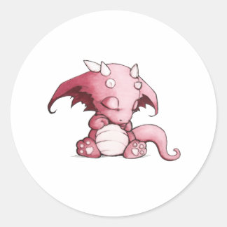 slapende baby dragon ronde sticker