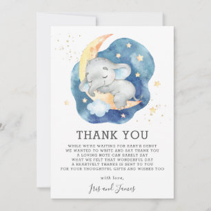 Slapende Baby Olifant Twinkelende Ster Shower Jong Bedankkaart