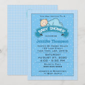 Slapende Boy Baby shower Invitation Kaart (Voorkant / Achterkant)