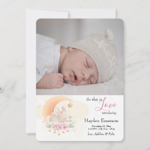 Slapende Bunny Foto geboortedatum Aankondiging