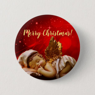 Slapende engel Baby Jezus Kerstmis Ronde Button 5,7 Cm