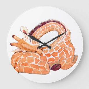 Slapende Giraffe: zachte Waterverf Grote Klok