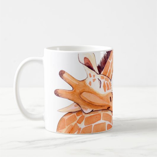 Slapende Giraffe: zachte Waterverf Koffiemok (Links)