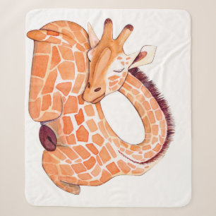 Slapende Giraffe: zachte Waterverf Sherpa Deken