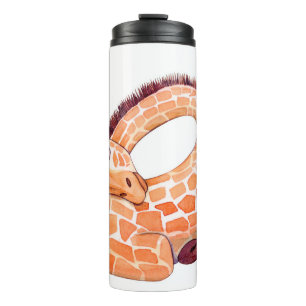 Slapende Giraffe: zachte Waterverf Thermosbeker