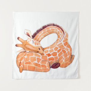 Slapende Giraffe: zachte Waterverf Wandkleed