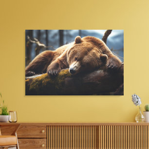 SLAPENDE GRIZZLY BEER VERREKT DOEK PRINT
