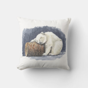 Slapende ijsbeer, aquarel kunst kussen