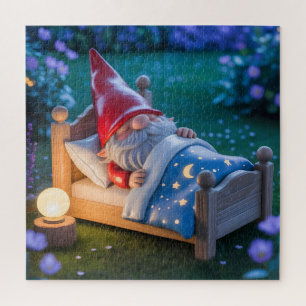 Slapende Kabouter in Nachtelijke Tuin Legpuzzel