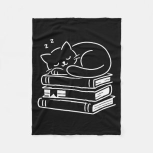 Slapende kat en boeken schattig lief knus weekend fleece deken
