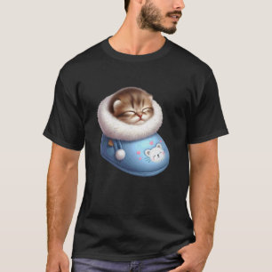 Slapende Kat in Pantoffel T-shirt