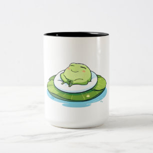 Slapende kikker op waterlelieblad Kawaii ontwerp Tweekleurige Koffiemok