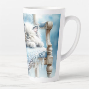 Slapende Kitten Blauwe Cottagecore Droom Latte Mok