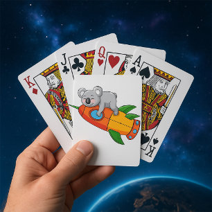 Slapende Koala op Kleurrijke Raket Pokerkaarten