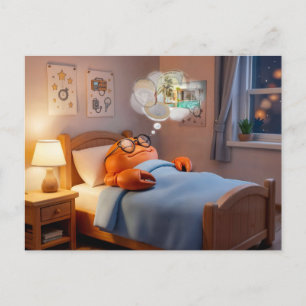 Slapende Krab Droomt Van Rijkdom En Schat Briefkaart
