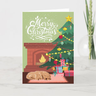 Slapende Labrador Retriever Thuis Prettig Kerstfee Feestdagen Kaart