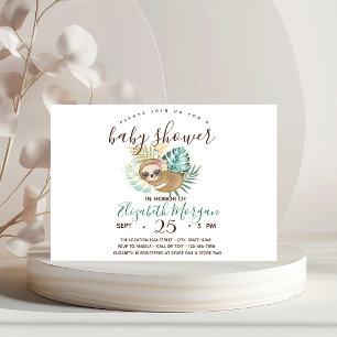 Slapende Luiaard,Palm, Stippen Baby Shower Kaart