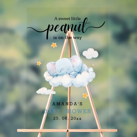 Slapende olifant Baby shower, Boy Baby shower Acryl Bord (Neutraal)