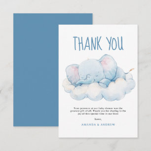 Slapende Olifant Baby Shower, Jongens Baby Shower Bedankkaart