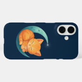Slapende Oranje Kat op Maan Case (Achterkant (horizontaal))