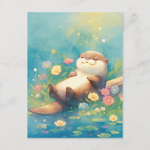 Slapende Otter in Zomerweide Briefkaart
