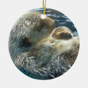 Slapende Otter Keramisch Ornament