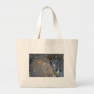 Slapende rode wolf grote tote bag