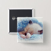 Slapende Siamese Kitten Paws Vierkante Button 5,1 Cm (Voorkant /achterkant)