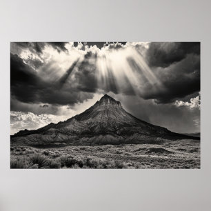 Slapende Ute Mountain zwart-wit fotografie Poster