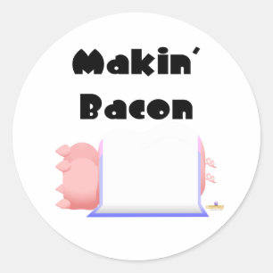 Slapende Varkens Blauw Roze Deken Maken' Bacon Ronde Sticker