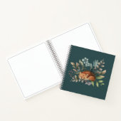 Slapende Vos Bloemen Bladeren Donkergroene Achterg Notitieboek (Binnen)
