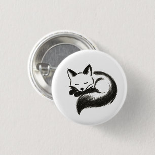 Slapende Vos – Minimalistisch Krijt Dierenontwerp Ronde Button 3,2 Cm