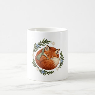 Slapende Wintervos met Groen Krans Koffiemok