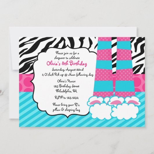 Slapepover Birthday Uitnodiging (Voorkant)
