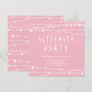 Slapepover Stars Birthday Party Invitation Kaart