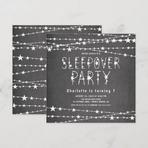 Slapepover Stars Birthday Party Invitation Kaart