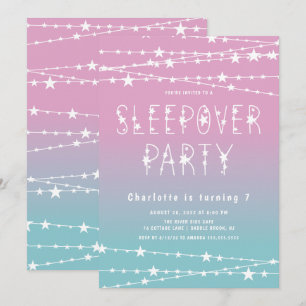 Slapepover Stars Birthday Party Invitation Kaart